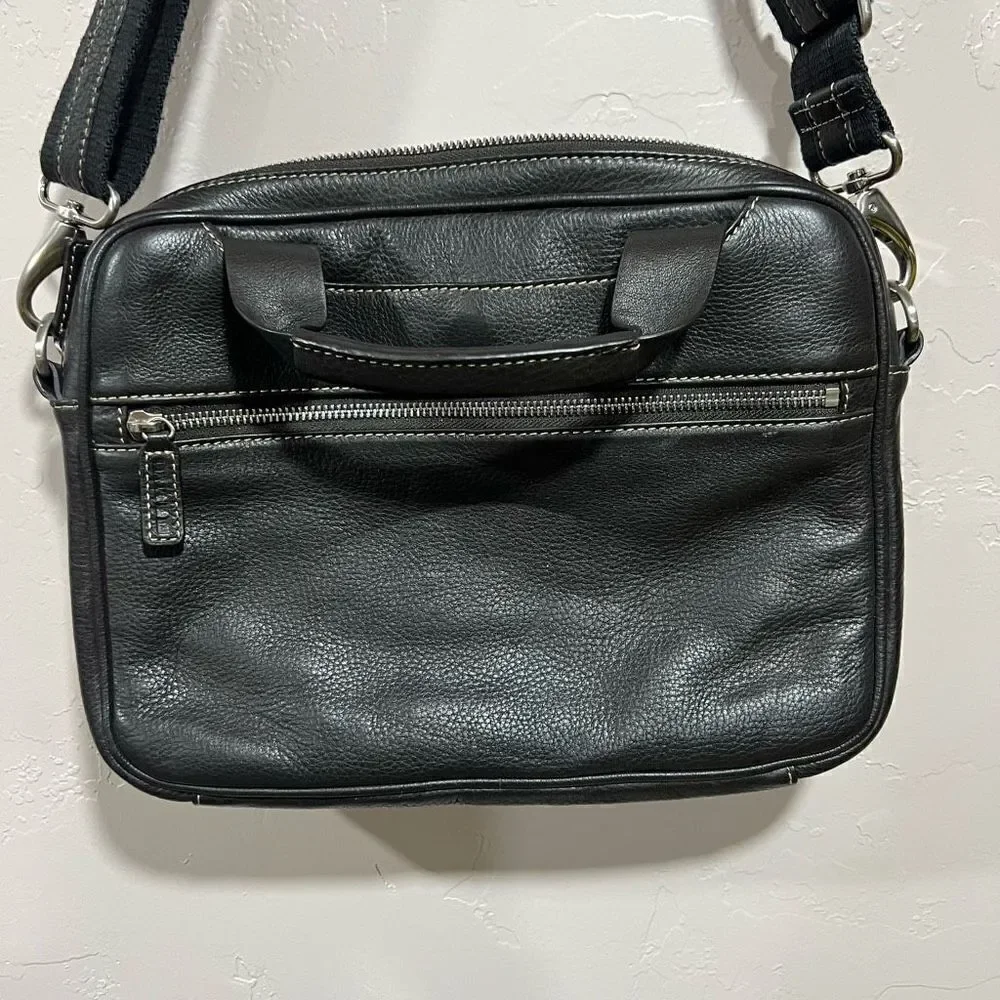 Levenger Brown Full Grain Leather Shoulder Business Bag